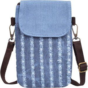 Women Blue Handmade Cute Cross Body Phone Purse with Adjustable Shoulder Strap
